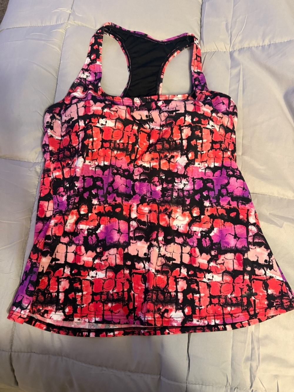 Women’s Printed Racerback Tank Top - Pink Red Purple TOP ONLY